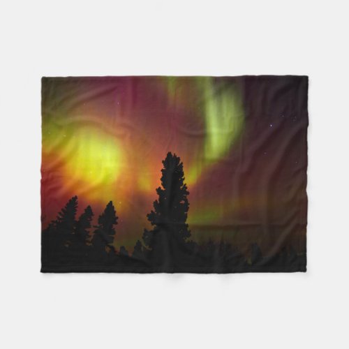 Aurora Borealis and Trees Fleece Blanket