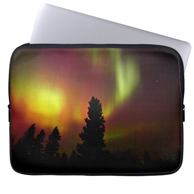 Aurora Borealis and Trees Laptop Sleeve (Front)