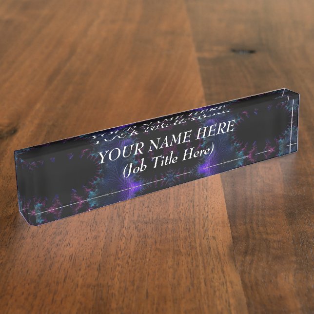 Aurora Borealis at Midnight Fractal Desk Name Plate (Side)