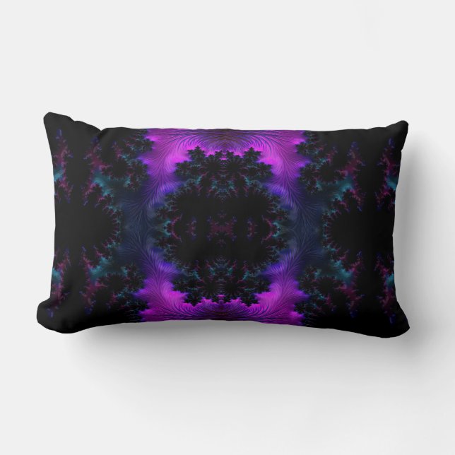 Aurora Borealis at Midnight Fractal Lumbar Pillow (Front)