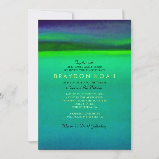 AURORA BOREALIS Bar Bat Mitzvah Invitation (Front)