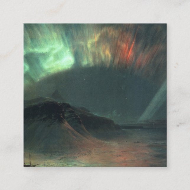 Aurora Borealis by Frederic Edwin Church Square Business Card (Front)