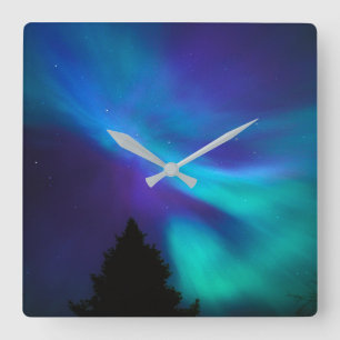 Aurora Borealis Canada Ontario Sudbury Square Wall Clock
