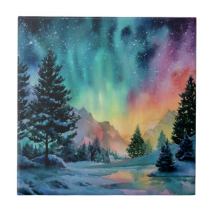 Aurora Borealis Ceramic Tile