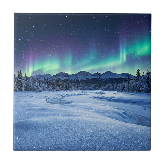 Aurora Borealis Ceramic Tile (Front)
