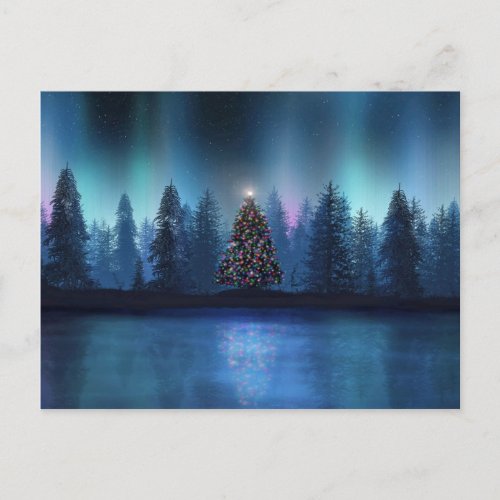 Aurora Borealis Christmas Holiday Postcard