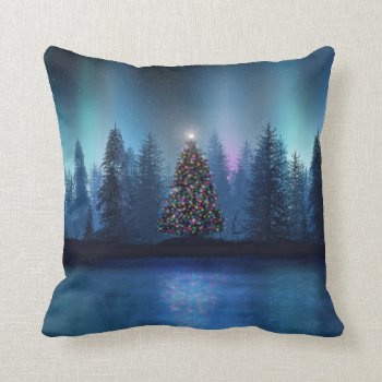 Aurora Borealis Christmas Throw Pillow by thecoveredbridge at Zazzle