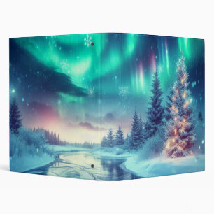 aurora borealis/Christmas/Winter 3 Ring Binder