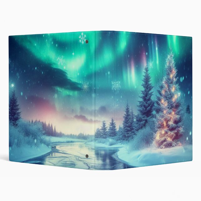 aurora borealis/Christmas/Winter 3 Ring Binder (Background)