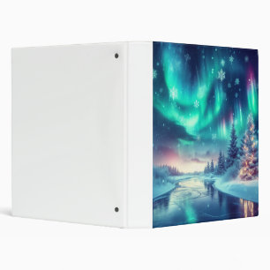 aurora borealis/Christmas/Winter 3 Ring Binder
