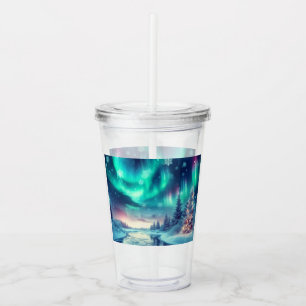 aurora borealis/Christmas/Winter Acrylic Tumbler