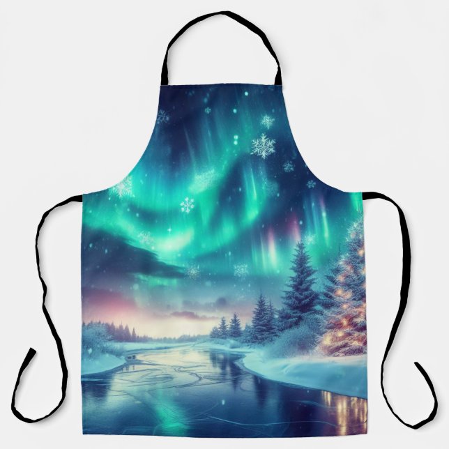 aurora borealis/Christmas/Winter Apron (Front)