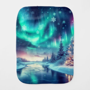aurora borealis/Christmas/Winter Baby Burp Cloth
