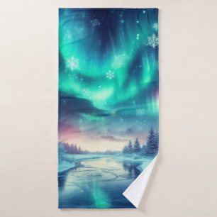 aurora borealis/Christmas/Winter Bath Towel