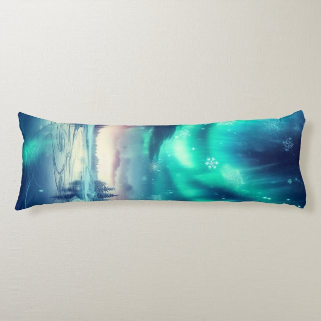 aurora borealis/Christmas/Winter Body Pillow (Front)