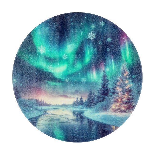 aurora borealis/Christmas/Winter Cutting Board (Front)