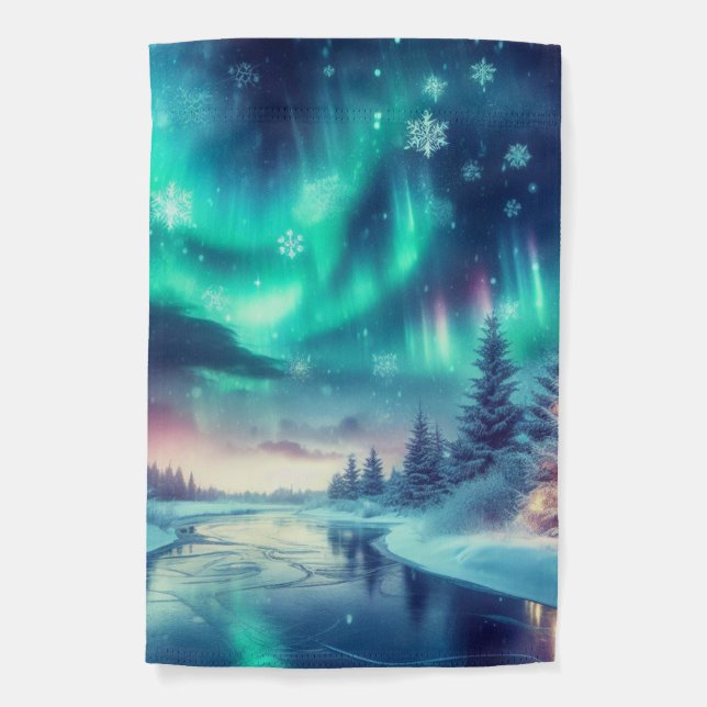 aurora borealis/Christmas/Winter Garden Flag (Front)
