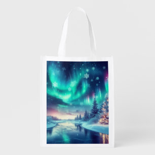 aurora borealis/Christmas/Winter Grocery Bag