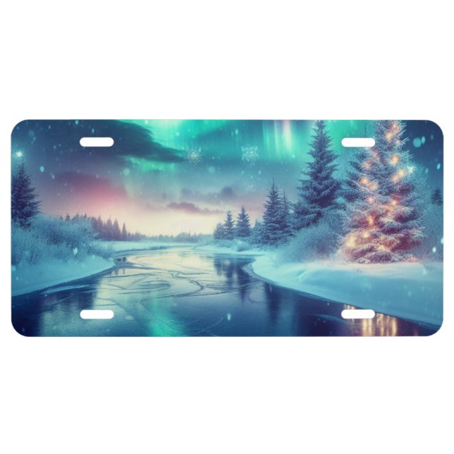 aurora borealis/Christmas/Winter License Plate (Front)