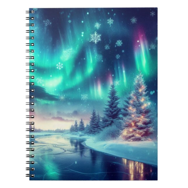aurora borealis/Christmas/Winter Notebook (Front)