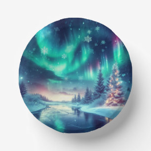 aurora borealis/Christmas/Winter Paper Bowls