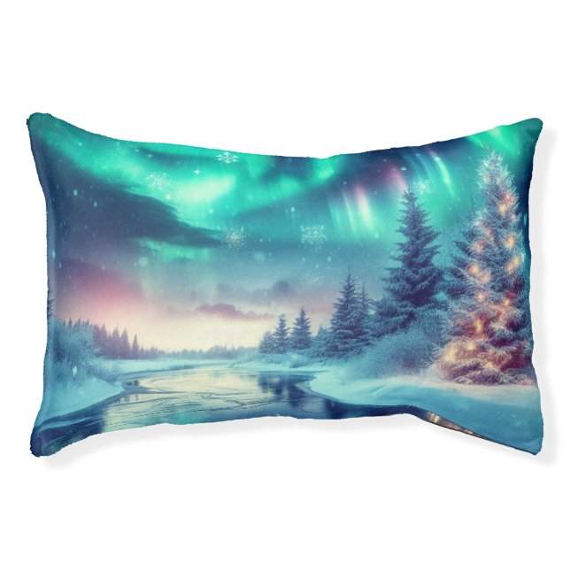 aurora borealis/Christmas/Winter Pet Bed (Front)
