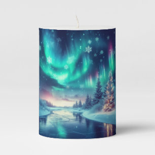 aurora borealis/Christmas/Winter Pillar Candle