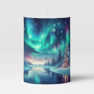 aurora borealis/Christmas/Winter Pillar Candle