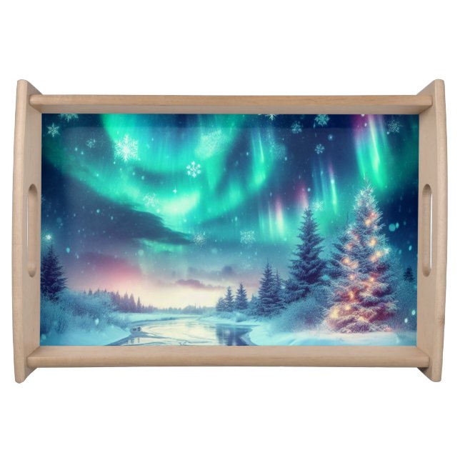 aurora borealis/Christmas/Winter Serving Tray (Front)
