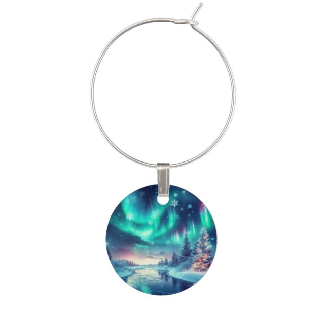 aurora borealis/Christmas/Winter Wine Charm (Front)