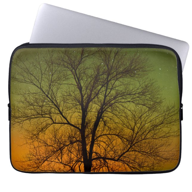Aurora Borealis & Cottonwood Tree Laptop Sleeve (Front)