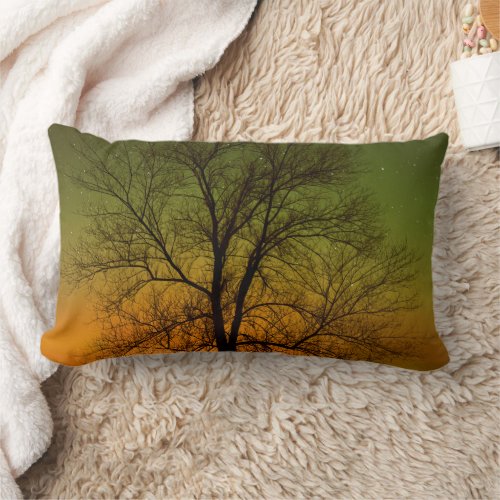 Aurora Borealis  Cottonwood Tree Lumbar Pillow