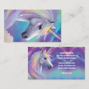 Aurora Borealis Fantasy Rainbow Glitter Unicorn Business Card