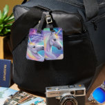 Aurora Borealis Fantasy Rainbow Glitter Unicorn Luggage Tag<br><div class="desc">Inspired by the glowing lights of the aurora borealis, this unicorn gallops through a starlit sky in soft greens, blues, and purples. Its white coat is adorned with pastel rainbow highlights, making it the perfect match for anyone who believes in magic, color, and cosmic wonder. Personalize the back with your...</div>