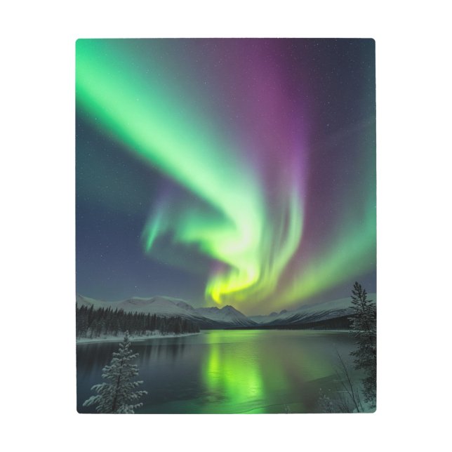 Aurora Borealis – Gradient Green/Purple Metal Print (Front)