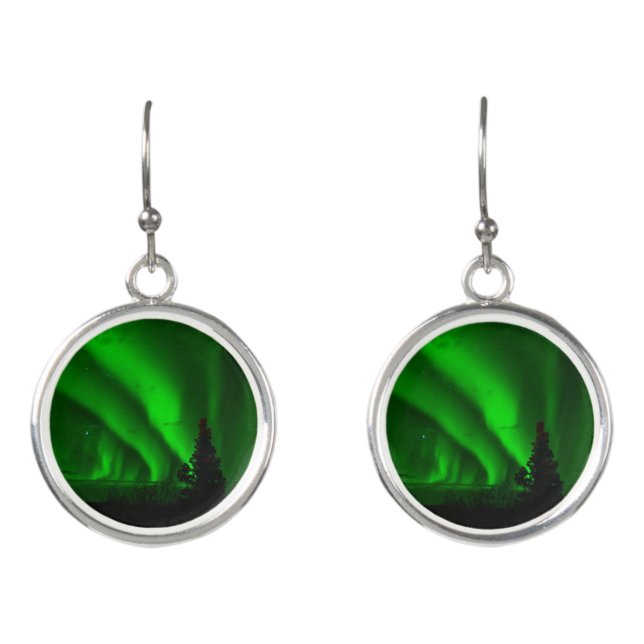 aurora-borealis green earrings (Front)