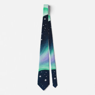 Aurora Borealis, Green & Purple pattern Neck Tie
