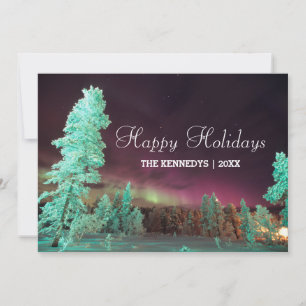 Aurora Borealis in Finland at Wintertime Holiday Card
