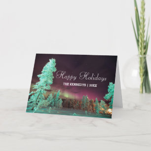 Aurora Borealis in Finland at Wintertime Holiday Card