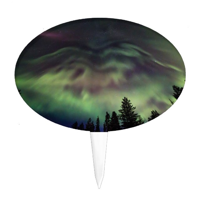 Aurora borealis in Finnish Lapland Cake Topper (Front)