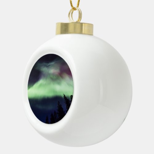 Aurora borealis in Finnish Lapland Ceramic Ball Christmas Ornament