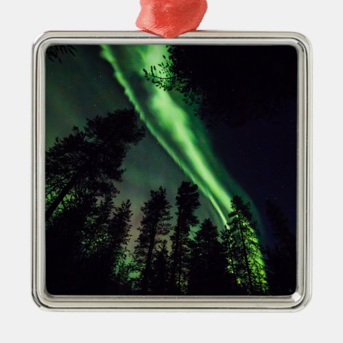Aurora borealis in Finnish Lapland Metal Ornament