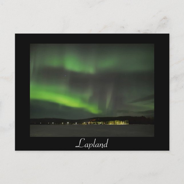 Aurora borealis in the sky black text postcard (Front)