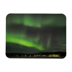 Aurora borealis in the sky rectangle magnet