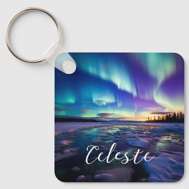 Aurora Borealis Iridescent Twilight Keychain (Front)