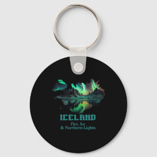 Aurora Borealis Island Nature Fire Ice Camping Hik Keychain