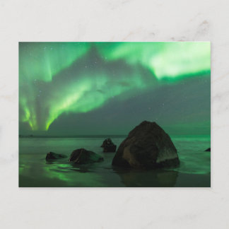 Aurora Borealis | Lofoten Beach Norway Postcard