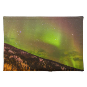 Aurora Borealis Mountains Fairbanks Alaska Cloth Placemat
