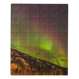 Aurora Borealis Mountains Fairbanks Alaska Jigsaw Puzzle