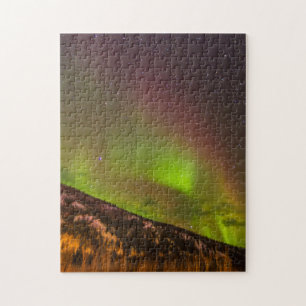 Aurora Borealis Mountains Fairbanks Alaska Jigsaw Puzzle